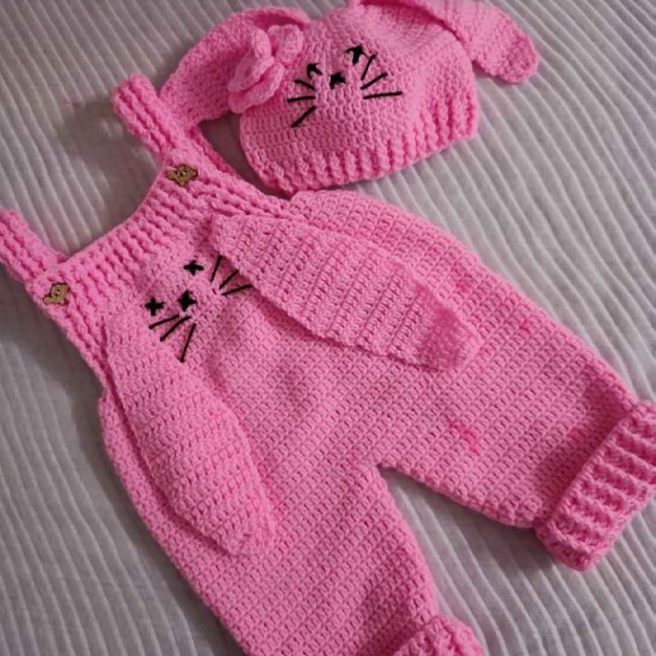 Price and Buy Baby Girl Sleeveless Jumpsuit Crocheted Bunny Set Hat_6902616114725.jpeg Price and Buy Baby Girl Sleeveless Jumpsuit Crocheted Bunny Set Hat - Image 1