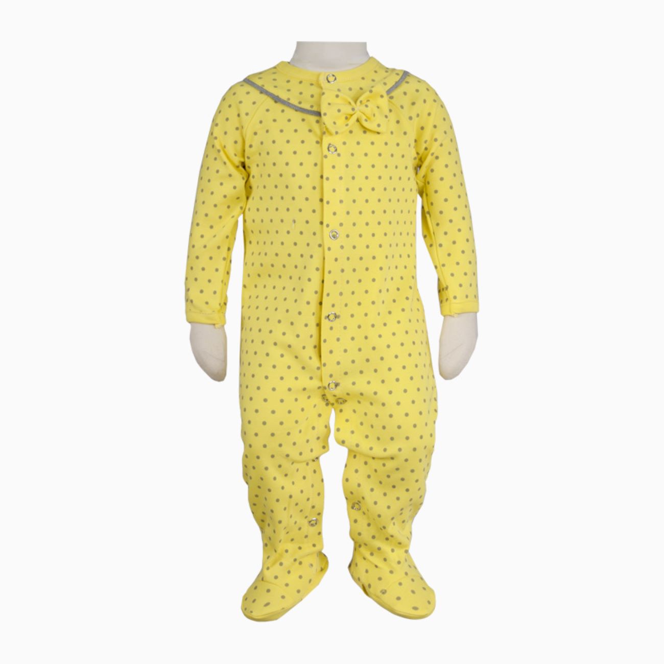 Price and Buy Baby Jumpsuit with Attached Socks & Hat Set, Lemon Yellow Color - Image 4