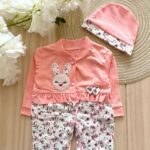 Price and Buy Baby Long Sleeve Jumpsuit and Hat Set Bunny & Floral Pattern