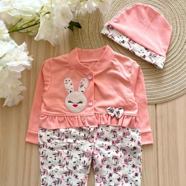 Price and Buy Baby Long Sleeve Jumpsuit and Hat Set Bunny & Floral Pattern