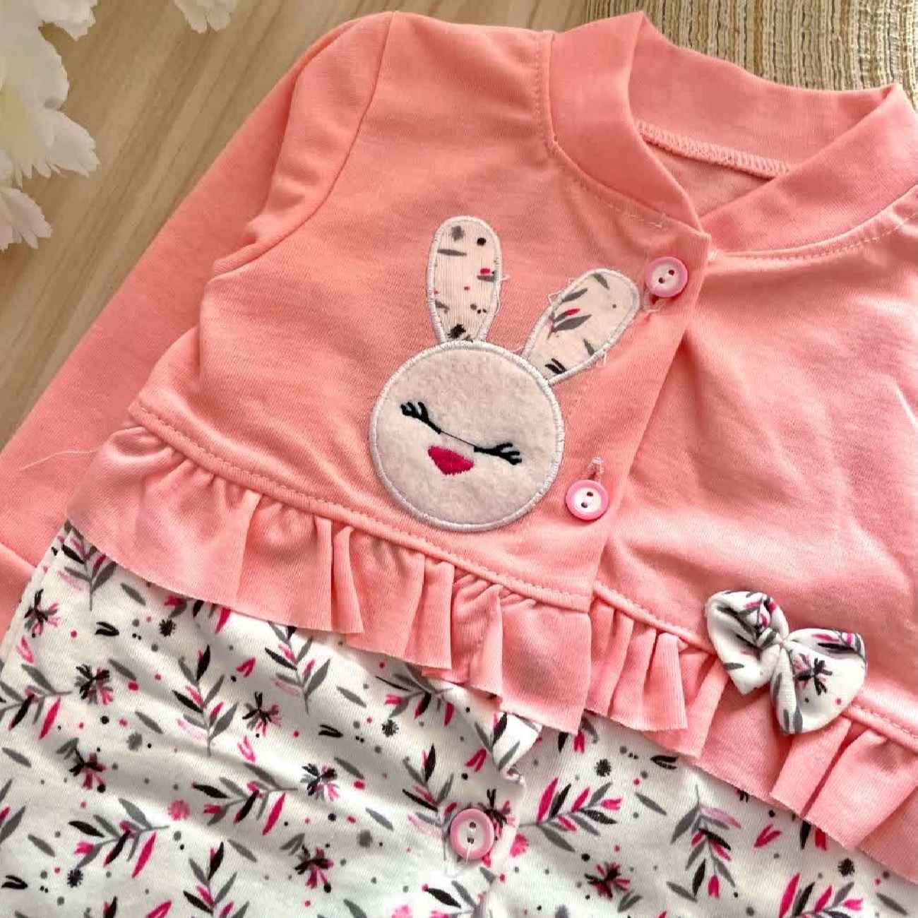 Price and Buy Baby Long Sleeve Jumpsuit and Hat Set Bunny & Floral Pattern_690261c657f90.jpeg Price and Buy Baby Long Sleeve Jumpsuit and Hat Set Bunny & Floral Pattern - Image 3