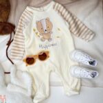 Price and Buy Baby Long Sleeve Jumpsuit Bear Hugs & Happiness Soft Cream Romper