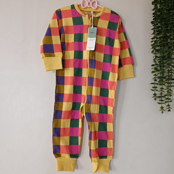 Price and Buy Baby Long Sleeve Jumpsuit Vibrant Squares Soft Cotton