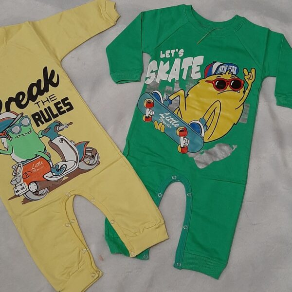 Price and Buy Baby Long Sleeve Jumpsuit with Little Monster Skate Pattern