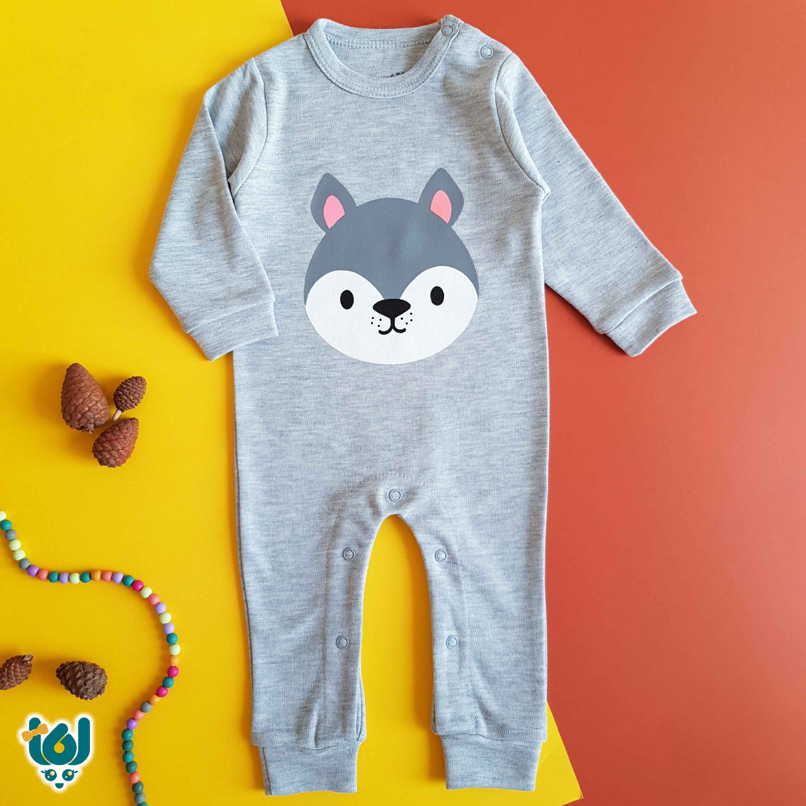 Price and Buy Baby Long Sleeve Jumpsuit Wolfie Cuteness Soft Grey Romper_69023a75bb8aa.jpeg Price and Buy Baby Long Sleeve Jumpsuit Wolfie Cuteness Soft Grey Romper - Image 1