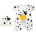 Price and Buy Baby Short Sleeve Jumpsuit and Hat Set with Cow Design