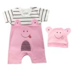 Price and Buy Baby Short Sleeve Jumpsuit and Hat Set with Striped Pattern