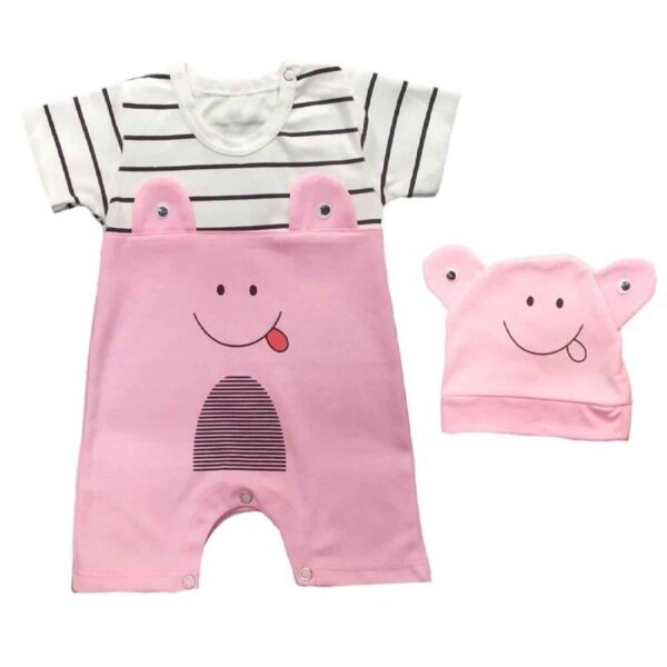 Price and Buy Baby Short Sleeve Jumpsuit and Hat Set with Striped Pattern_6902636bcf560.jpeg Price and Buy Baby Short Sleeve Jumpsuit and Hat Set with Striped Pattern