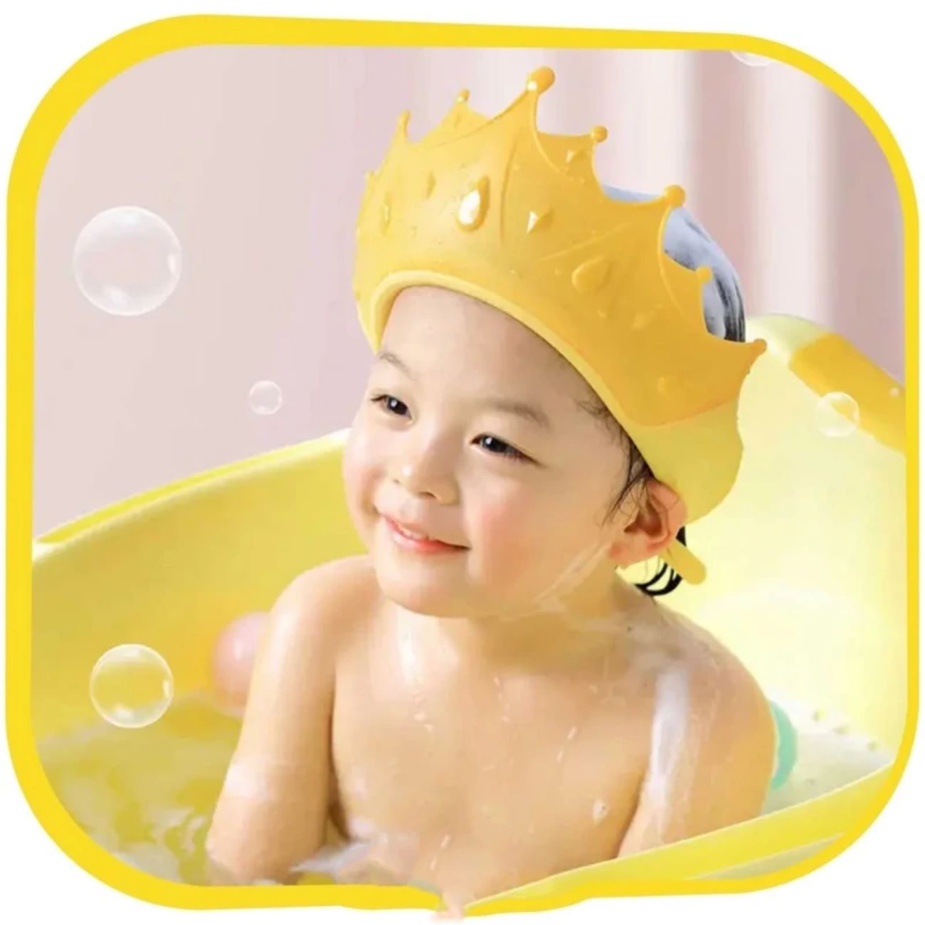 Price and Buy Baby Shower Cap with Cute Crown Design – Silicone Material_6902b5c88bcfe.jpeg Price and Buy Baby Shower Cap with Cute Crown Design – Silicone Material - Image 1