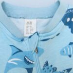 Price and Buy Baby Sporty Romper – Navy Blue with Whale Pattern in Cotton with Zipper - Image 4