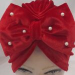 Price and Buy Baby Turban – Cute and Stylish Red Bow Tie Pearl Model , Warm and Comfortable - Image 3