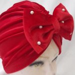 Price and Buy Baby Turban – Cute and Stylish Red Bow Tie Pearl Model , Warm and Comfortable - Image 4