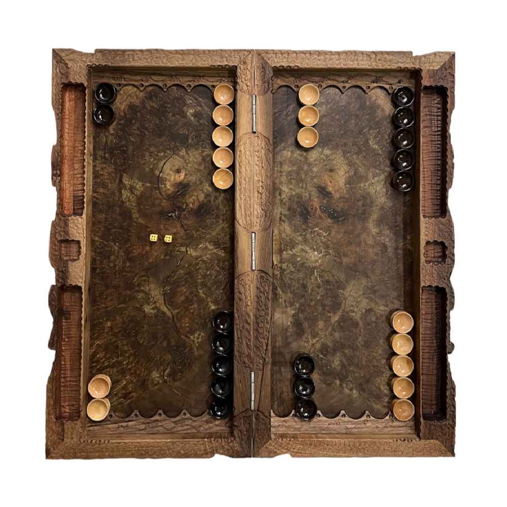 Price and Buy Backgammon Board Handcrafted with Apocalypse-themed Wood Carving - Image 3