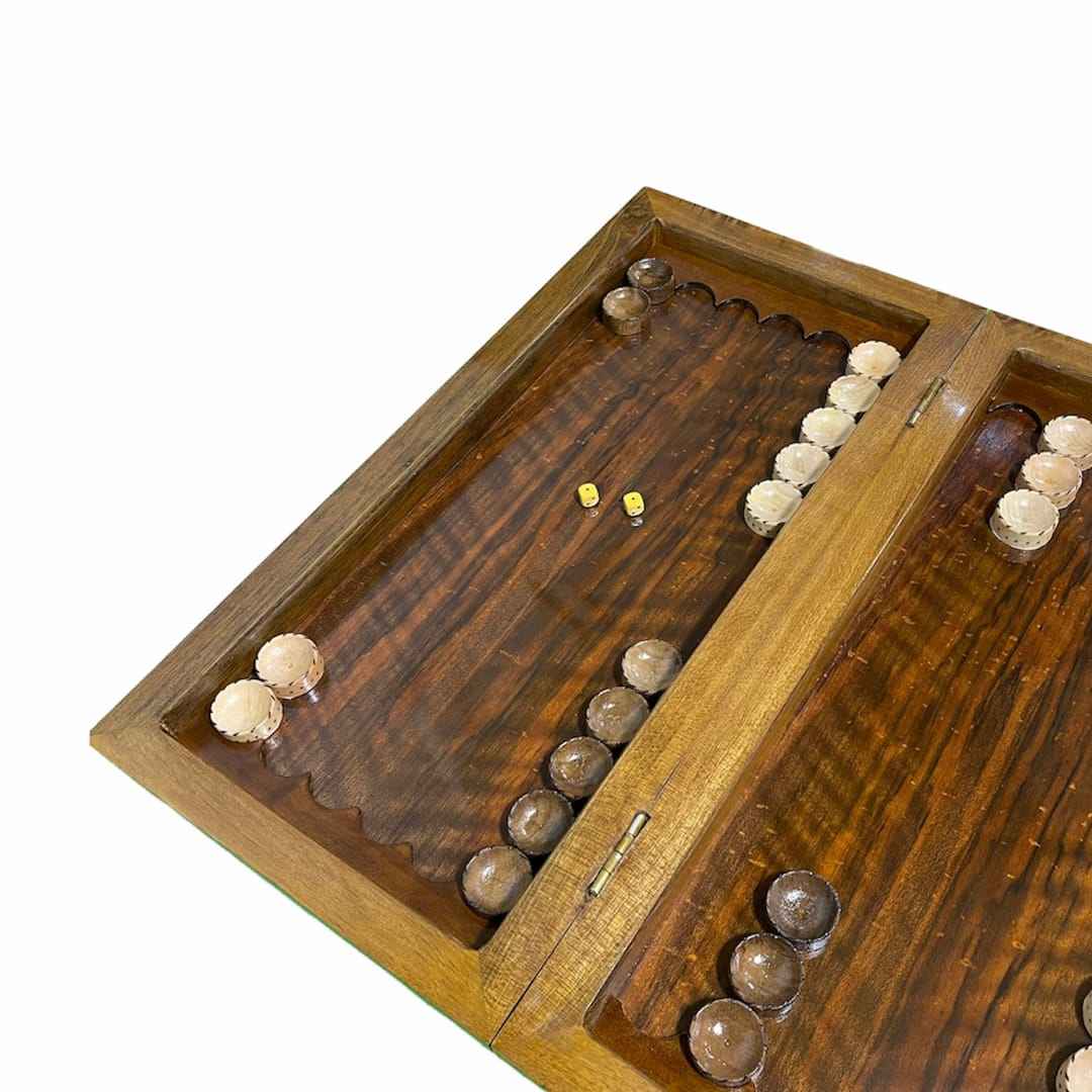Price and Buy Backgammon Board Handcrafted with Intricate Floral on Walnut Wood - Image 5