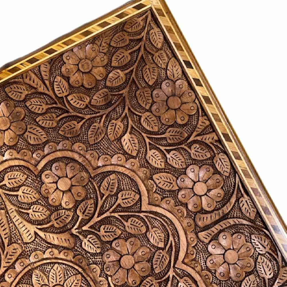 Price and Buy Backgammon Board Handcrafted with Intricate Floral on Walnut Wood - Image 6