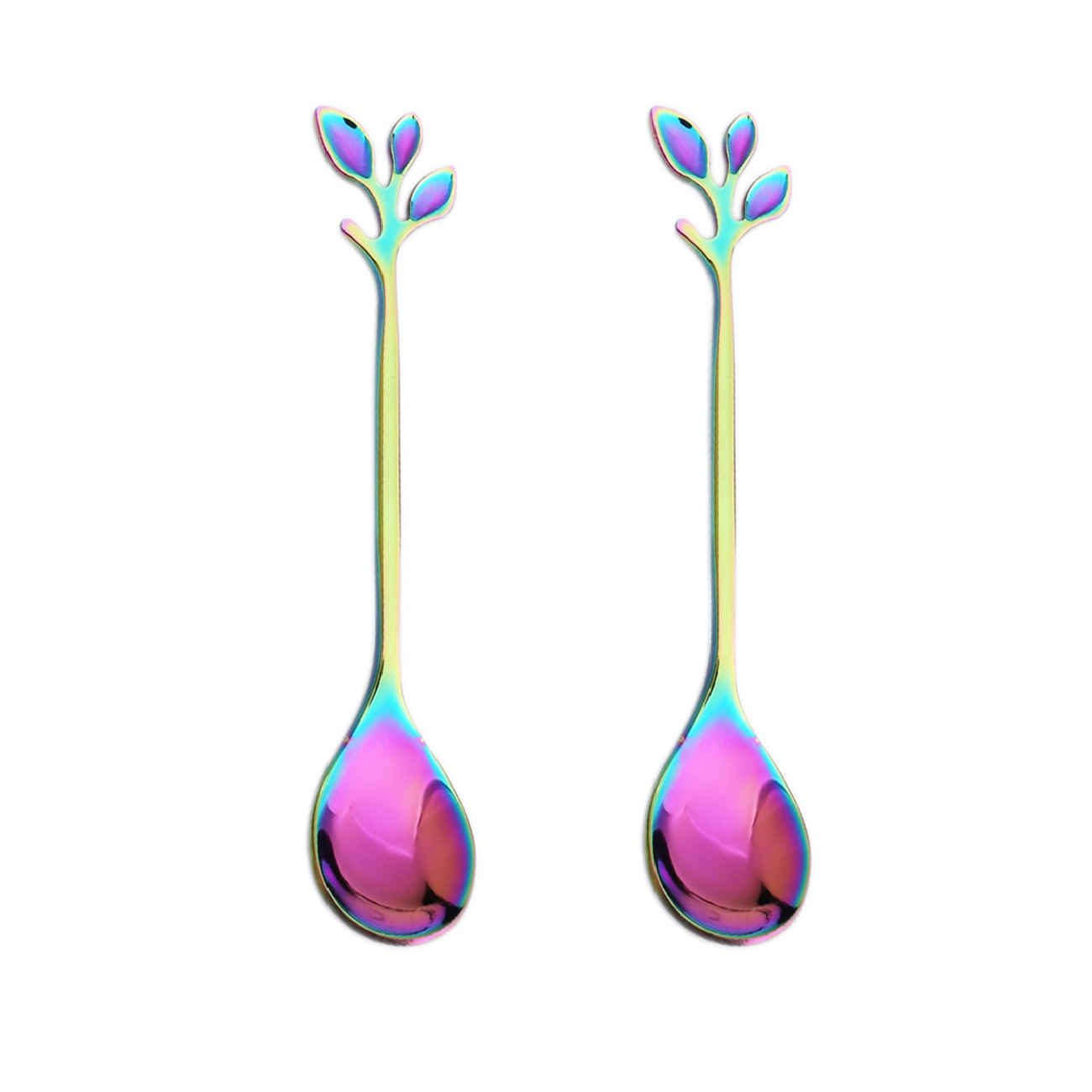 Price and Buy Bar Spoon with Artisan Leaf Design Set of 2 Pieces