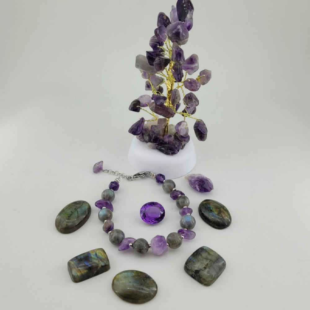 Price and Buy Beaded Bracelet for Women – Amethyst & Labradorite Gemstones - Image 3