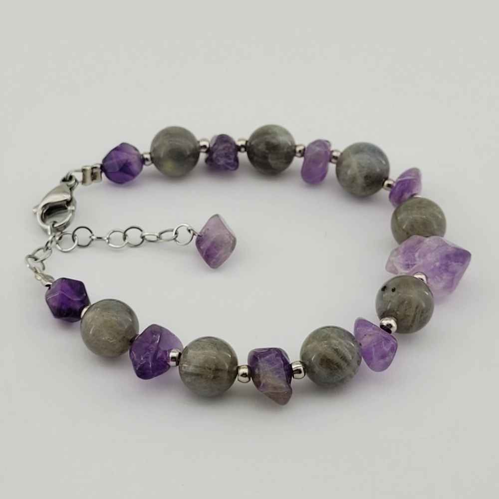 Price and Buy Beaded Bracelet for Women – Amethyst & Labradorite Gemstones - Image 4