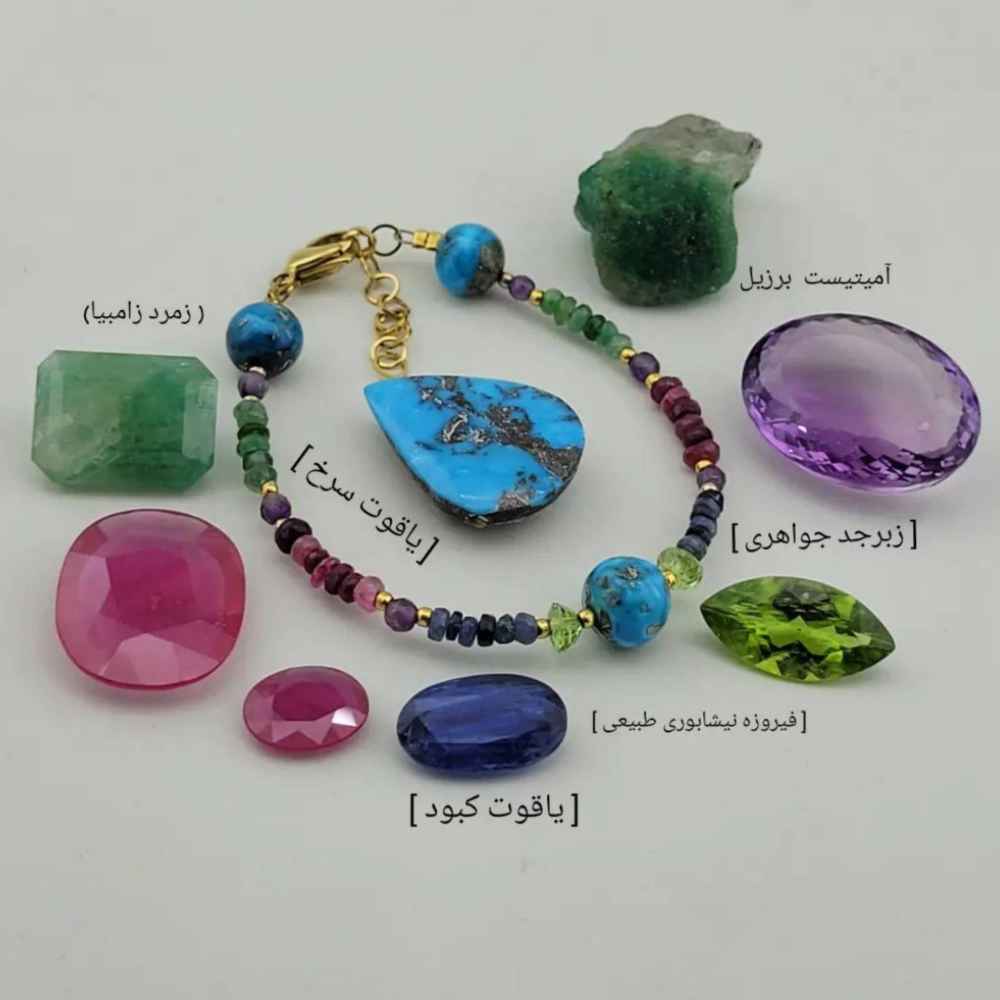 Price and Buy Beaded Bracelet for Women – Emerald, Ruby & Turquoise Gemstones - Image 3
