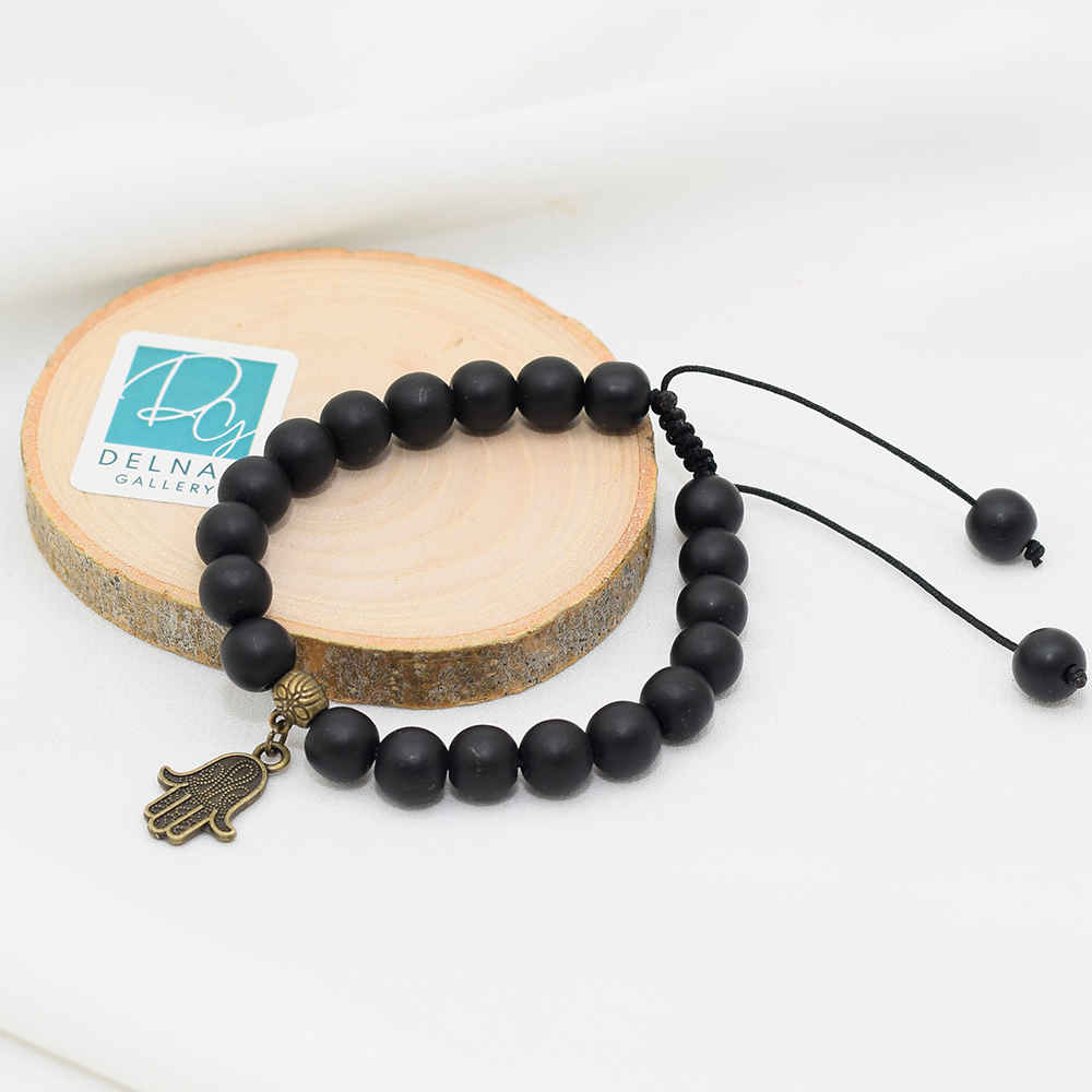 Price and Buy Beaded Bracelet for Women – Hamsa Black Design - Image 3