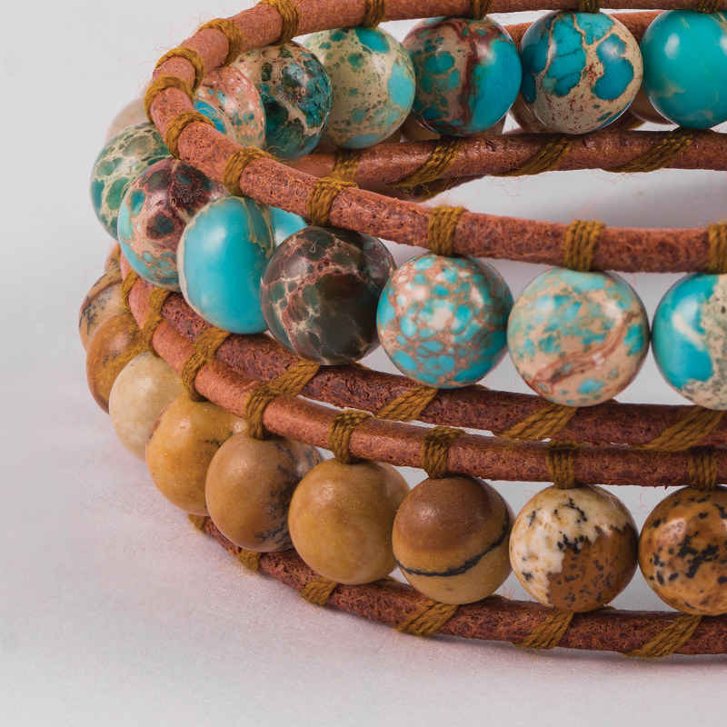 Price and Buy Beaded Bracelet for Women – Leather & Turquoise Design - Image 3