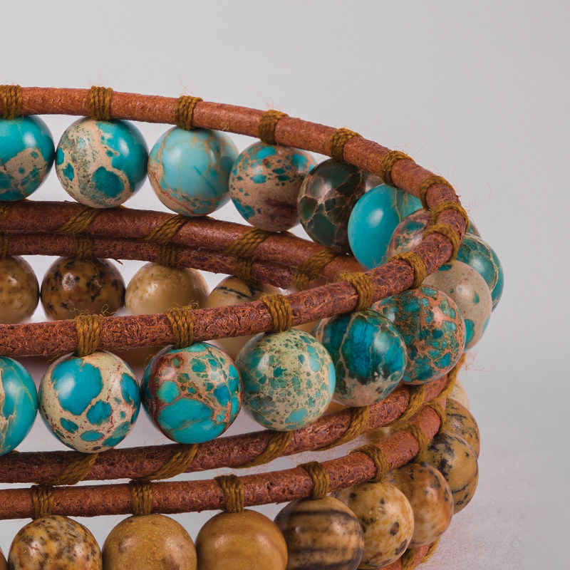 Price and Buy Beaded Bracelet for Women – Leather & Turquoise Design - Image 5