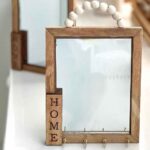 Price and Buy Beaded Wooden Wall-Mounted Mirror Key Holder with 4 Hooks