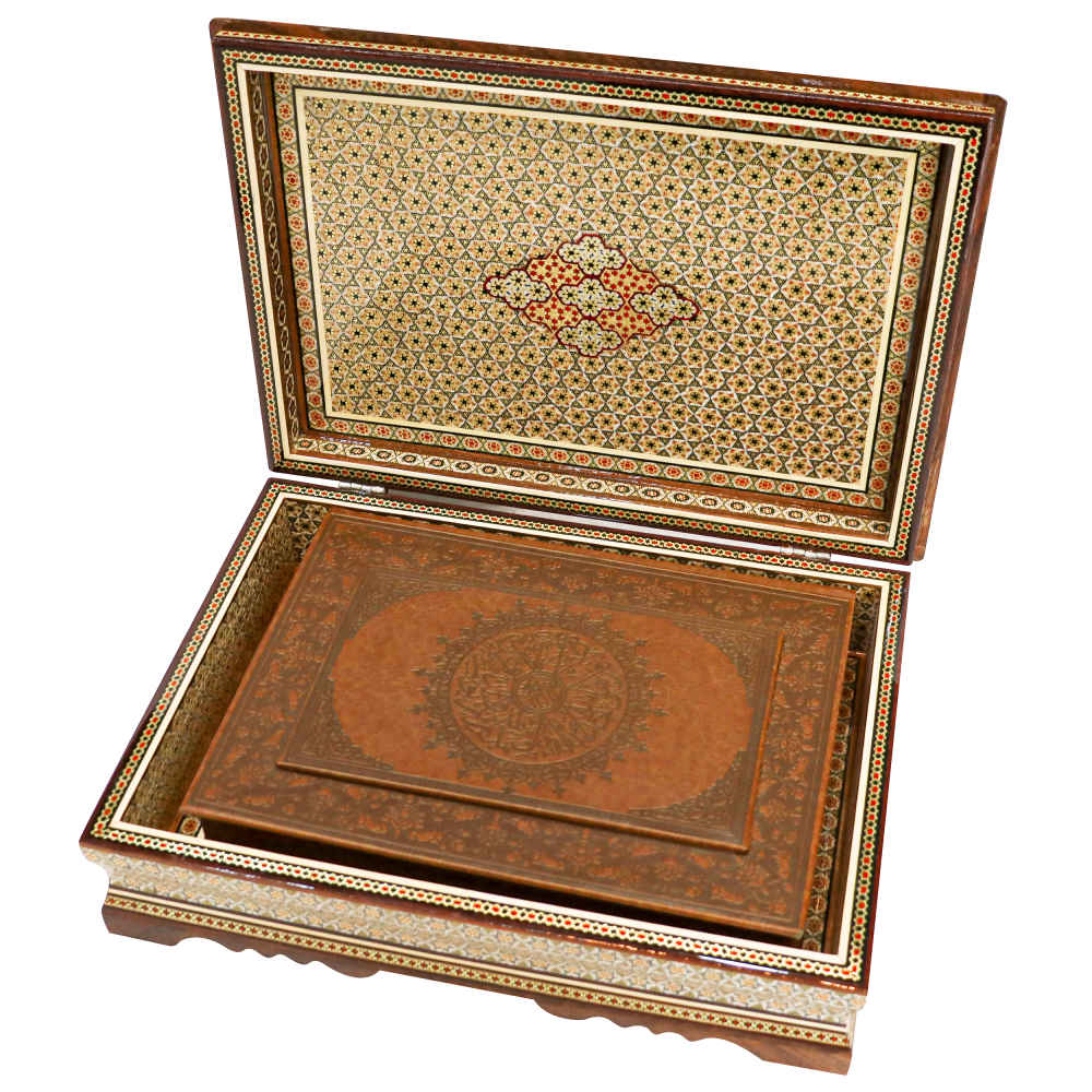 Price and Buy Beautiful Wooden Quran Storage Box – Khatam Enameled with Velvet Lining Model Ali - Image 4