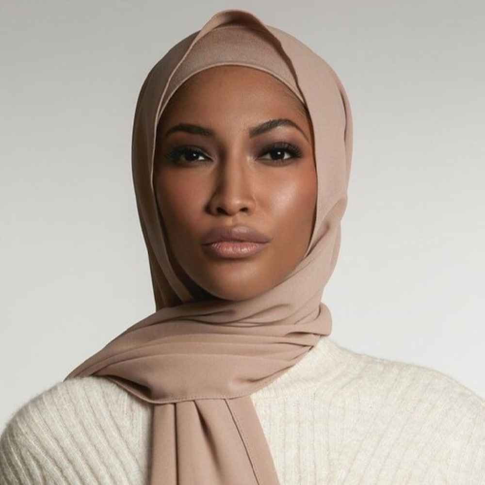 Price and Buy Beige Chiffon Shayla Hijab for Muslim Women - Image 3
