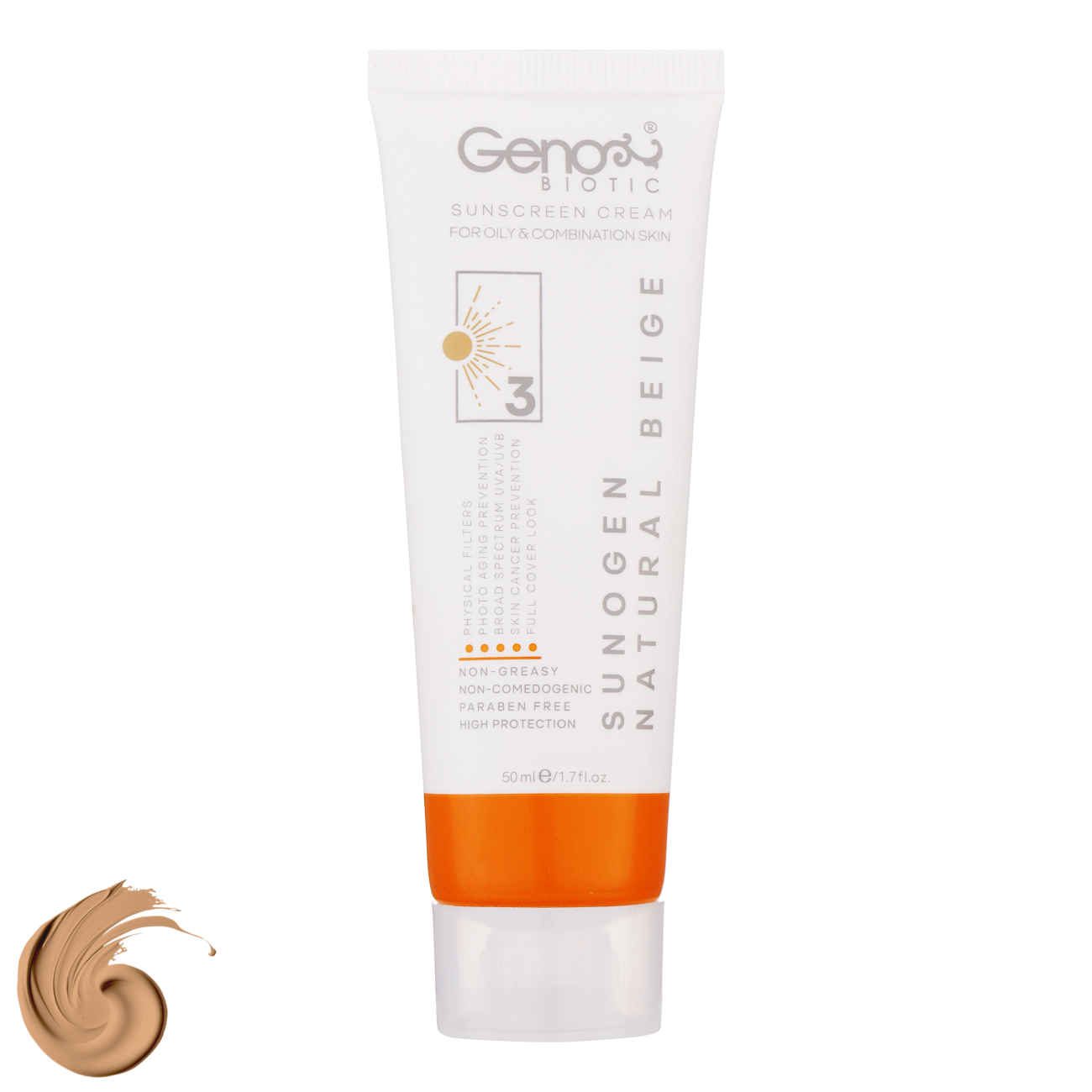 Price and Buy Best Sunscreen Cream for Oily and Combination Skin – Geno Biotic SPF50 Tinted – Natural Beige (Pack of 2)
