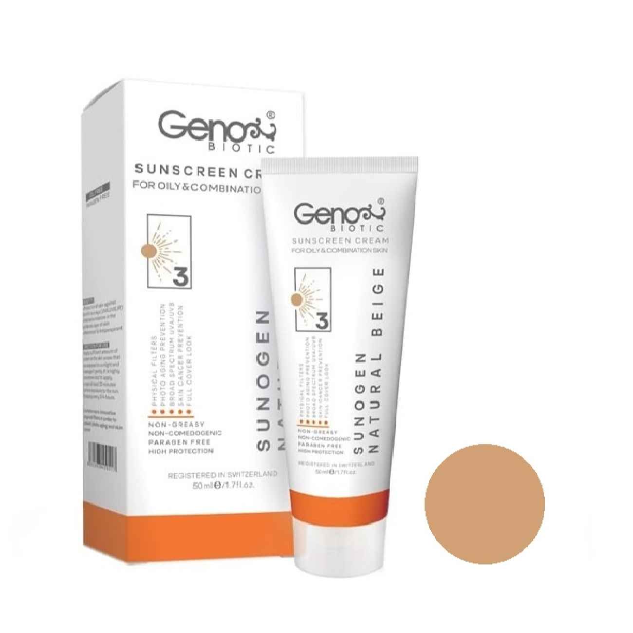 Price and Buy Best Sunscreen Cream for Oily and Combination Skin – Geno Biotic SPF50 Tinted – Natural Beige (Pack of 2) - Image 5