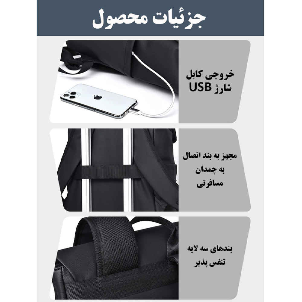 Price and Buy Black 15.6 Inch Laptop Backpack Model Rayka - Image 3