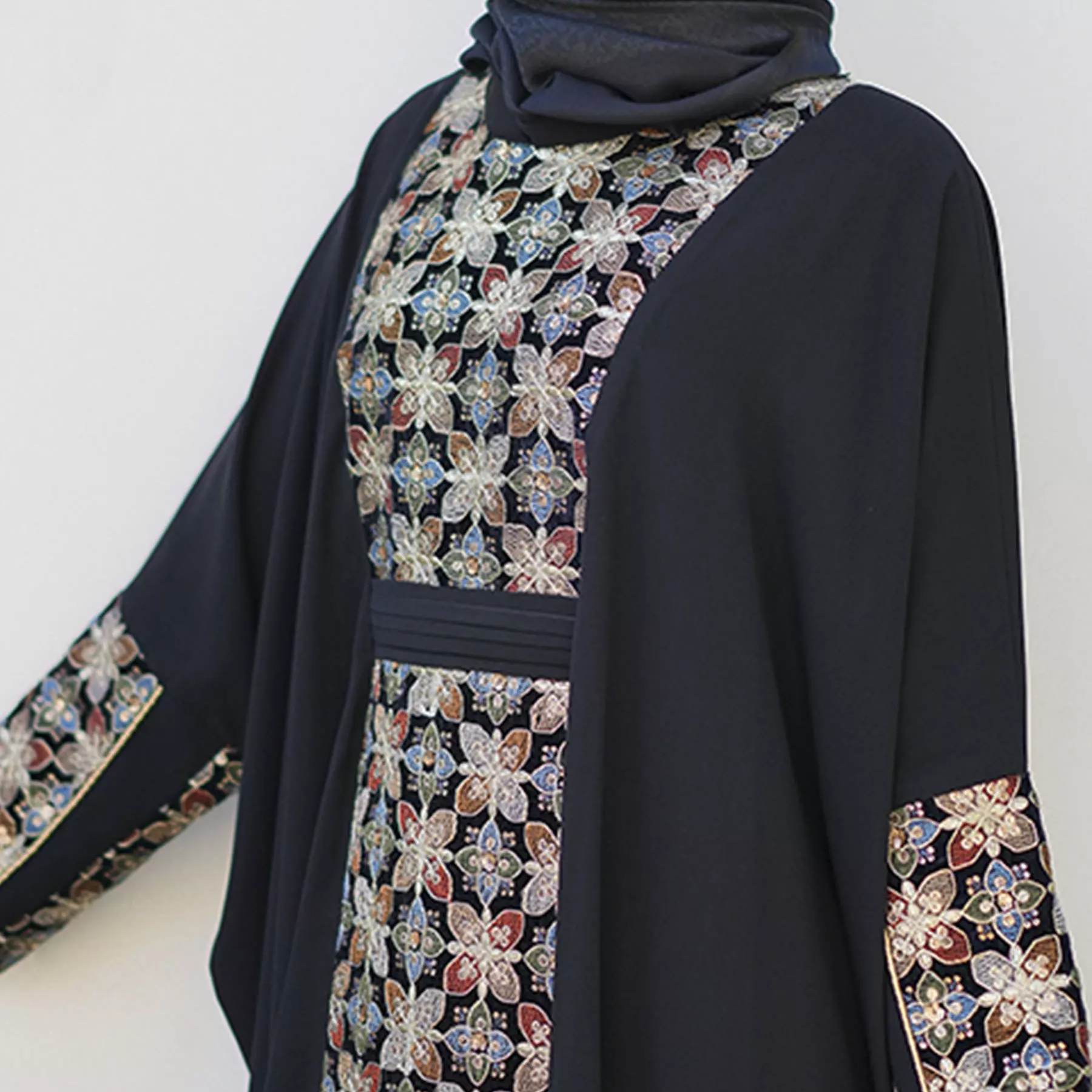 Price and Buy Black Abaya for Women with Floral Design Model Noura - Image 3