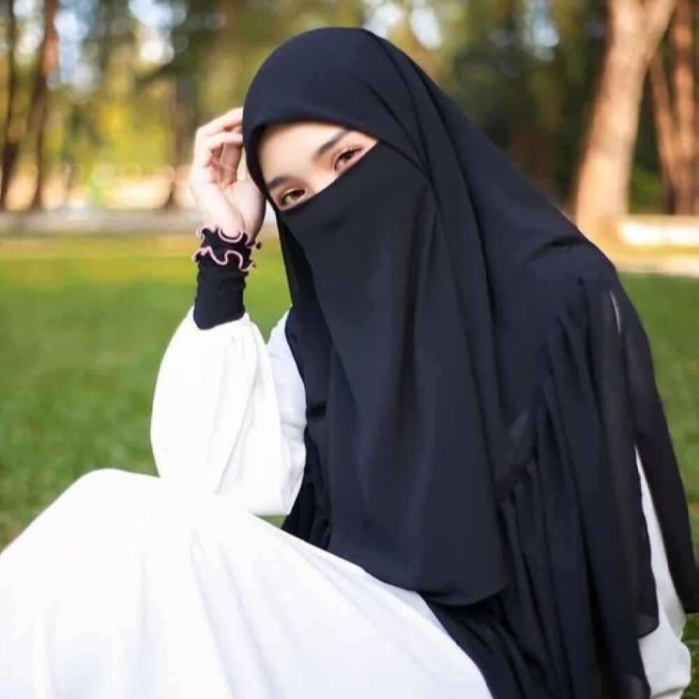Price and Buy Black Islamic Square Scarf & Half Niqab Set for Women - Image 3