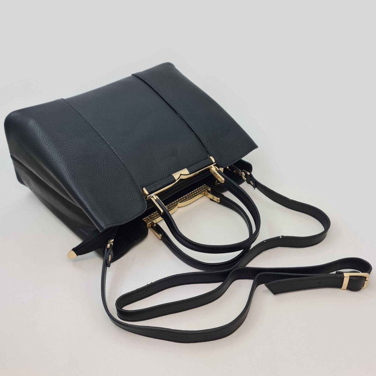 Price and Buy Black Leather Bauletto Handbag with Large Capacity for Women - Image 3