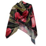 Price and Buy Black Scarf With Red Flower – Lightweight, Stylish & Suitable for All Season