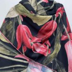 Price and Buy Black Scarf With Red Flower – Lightweight, Stylish & Suitable for All Season - Image 4