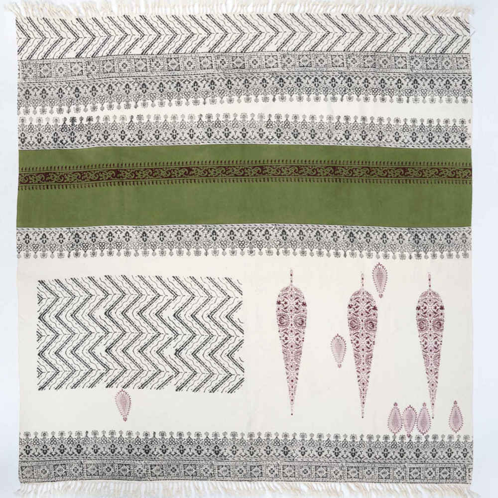 Price and Buy Block Print Linen Tablecloth Model Sarv Azad