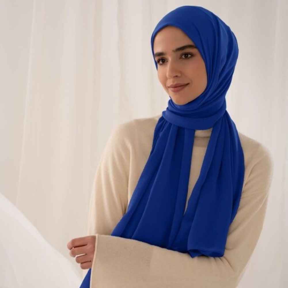 Price and Buy Blue Chiffon Shayla Hijab for Muslim Women - Image 3