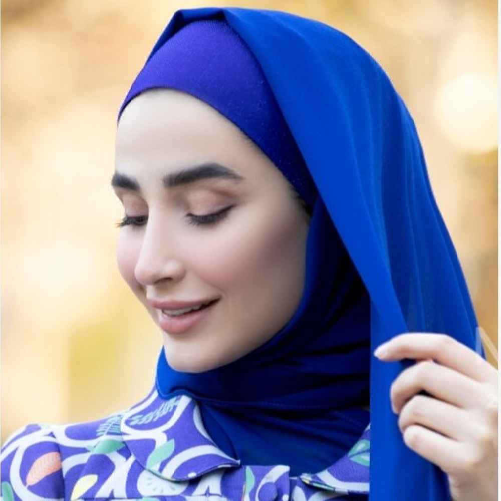 Price and Buy Blue Chiffon Shayla Hijab for Muslim Women - Image 4