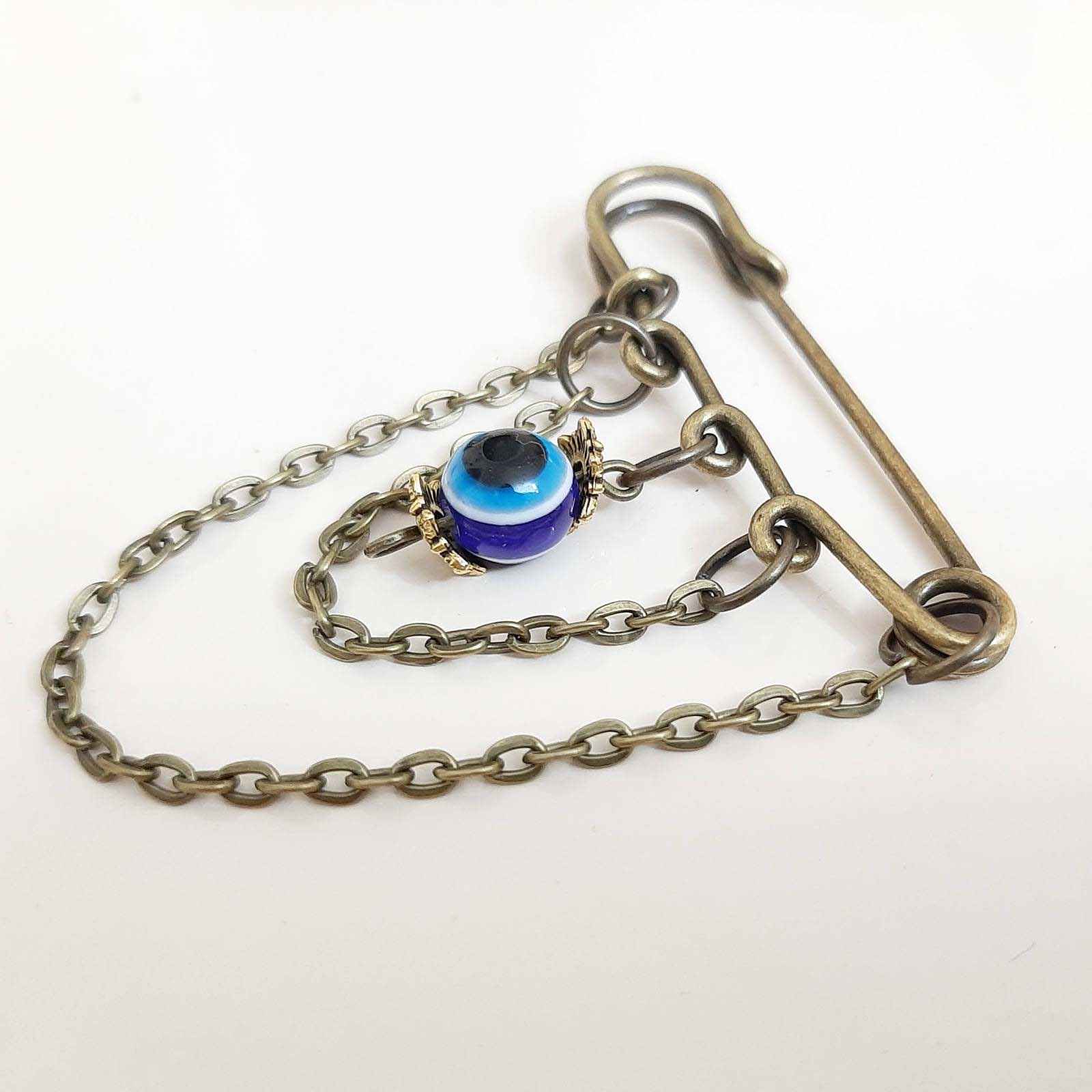 Price and Buy Blue Evil Eye Safety Pin Brooch – Protective Amulet - Image 3