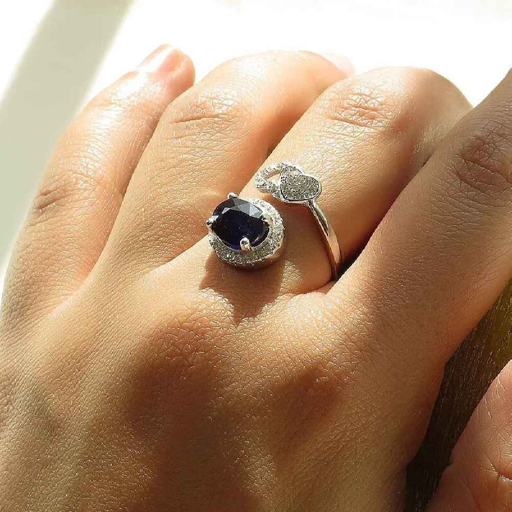 Price and Buy Blue Ruby Engagement Silver Ring Bliss for Women Kabood - Image 3