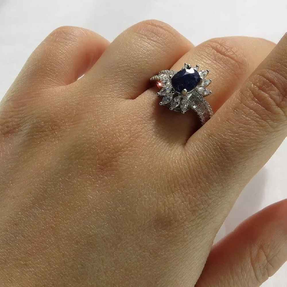 Price and Buy Blue Ruby Engagement Silver Ring Bliss for Women Luxe - Image 3