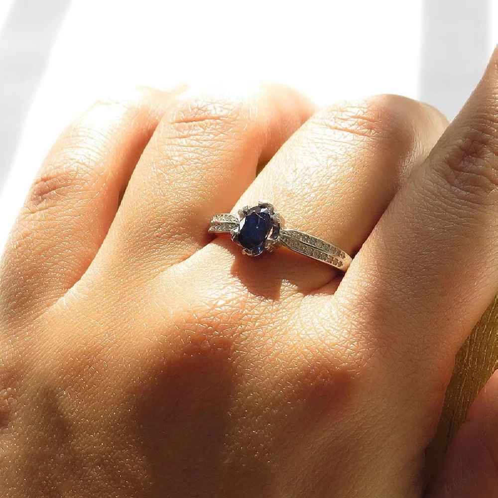 Price and Buy Blue Ruby Engagement Silver Ring Bliss for Women Tabasom - Image 3
