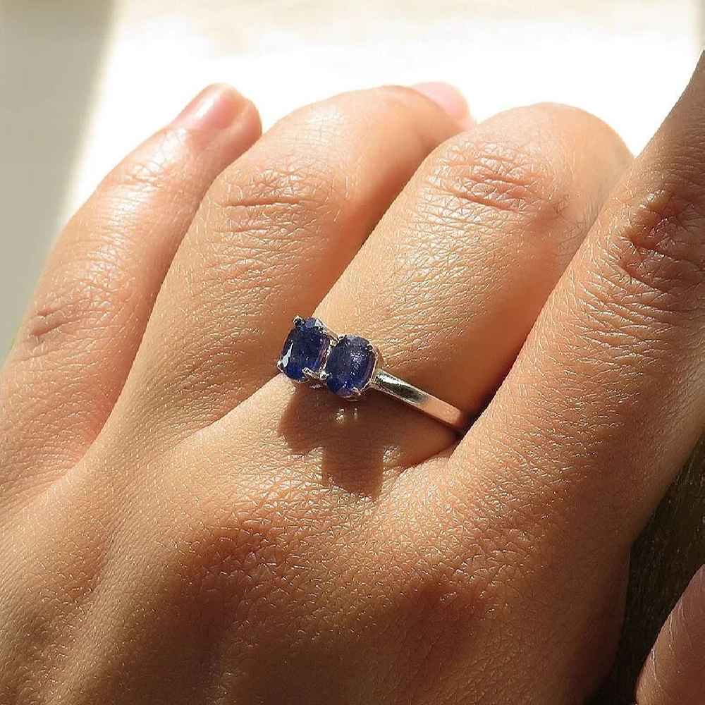 Price and Buy Blue Ruby Engagement Silver Ring Bliss for Women Twins - Image 3