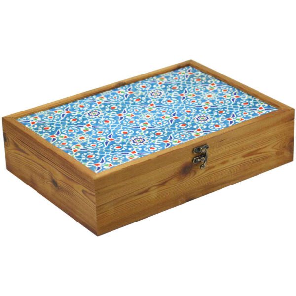 Price and Buy Blue Tile Tea Organizer – Wooden Box with Slots_68fcb112eb9d4.jpeg Price and Buy Blue Tile Tea Organizer – Wooden Box with Slots