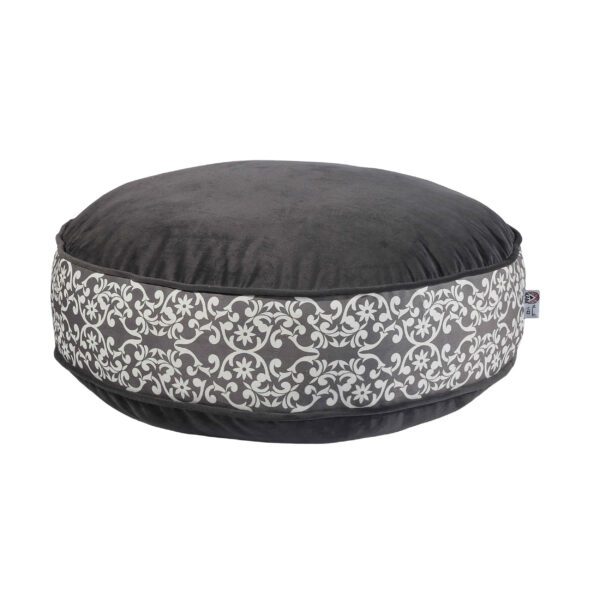Price and Buy Bohemian Large Round Velvet Pouffe Inspired by Persian Art Gray Malih_68fd5e25ac84e.jpeg Price and Buy Bohemian Large Round Velvet Pouffe Inspired by Persian Art Gray Malih