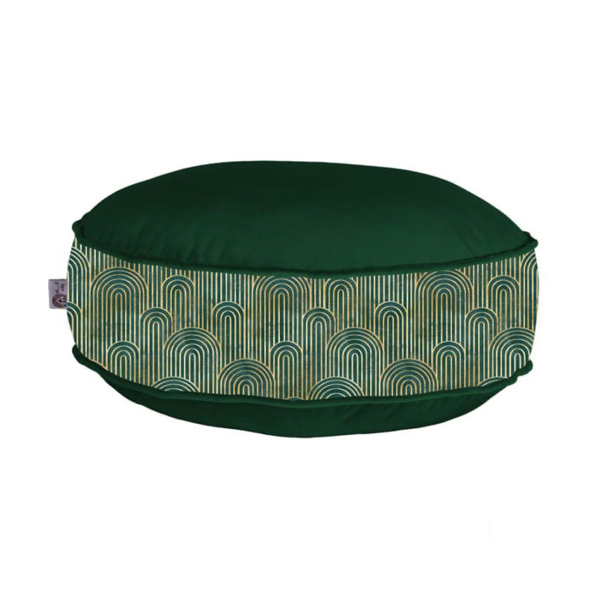 Price and Buy Bohemian Large Round Velvet Pouffe Inspired by Persian Art Green
