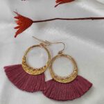 Price and Buy Bohemian Macrame Tassel Earring in Wine Red