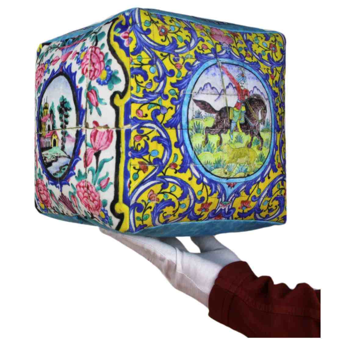 Price and Buy Bohemian Velvet Square Pouf Inspired by Persian Elegance Shikdo - Image 3